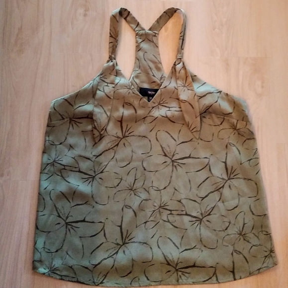 Mossimo Floral V-Neck Flowy Tank Front Ties (M) - Picture 3 of 5